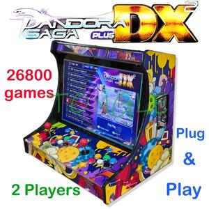 2인용 아케이드 비디오 게임 콘솔 22인치 LCD 바탑형, SAGA ARCADE DX 26800 in 1 코인 수납기, 조이스틱 버튼, TV 연결 기능 탑재