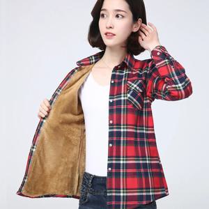 2025 겨울 신상 여성용 따뜻한 체크 셔츠 코트 캐주얼 플리스 벨벳 두꺼운 재킷 상의 대학 스타일 여성 의류 아우터웨어