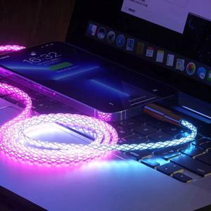 RGB 66W 6A 고속 충전 USB 타입 C 케이블 컬러풀 스트리머 발광 라인 삼성 샤오미 레드미 화웨이 충전기 USB C 케이블