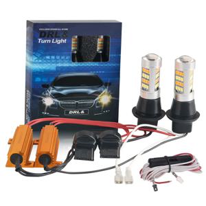 Ba15s BAU15S 1156 P21w Py21w S25 T20 W21W WY21W 7440 7440NA 주간 주행 등 방향 지시등 듀얼 모드 DRL 키트 흰색 호박색 12V