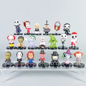 10-20 개/몫 크리스마스 전의 악몽 7cm 미니 그림 잭 Skellington 끔찍한 재미 있은 할로윈 인형 모델 장식품 장난감