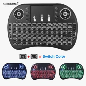 I8 미니 키보드 무선 키보드 3색 백라이트 2.4GHz 영어 러시아어 에어 마우스 터치패드 리모컨 PC 노트북용