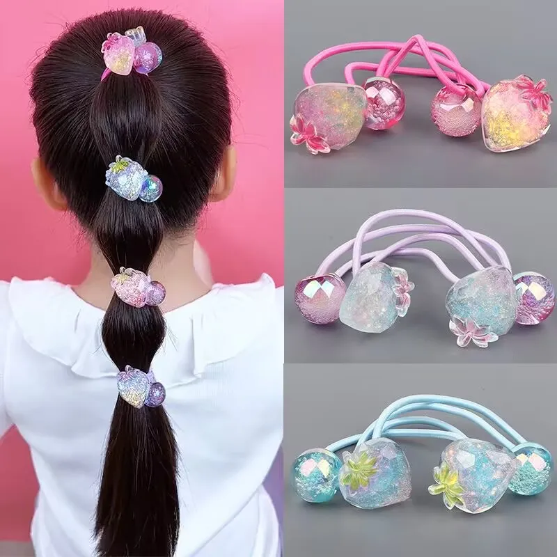 2PCS 만화 머리 소녀 사랑스러운 탄성 헤어 밴드 공주 헤어 액세서리 어린이 헤어 넥타이 아기 모자를 쓰고 있죠