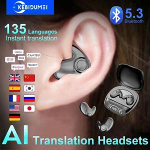Bluetooth 5.3 AI 번역 이어폰 지원 135 언어 무선 헤드폰 수면 헤드셋 HiFi 소음 감소 이어 버드