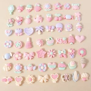 15pcs 새로운 Kawaii 여름 휴가 핑크 꽃 하트 나비 아이스크림 스타 수지 귀걸이 매력 Diy 쥬얼리 액세서리 만들기