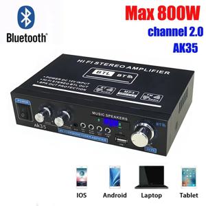 HiFi 디지털 AK35 블루투스 앰프 MP3 채널 2.0 사운드 앰프 지원 110V-240V 가정용 자동차 FM USB 리모컨