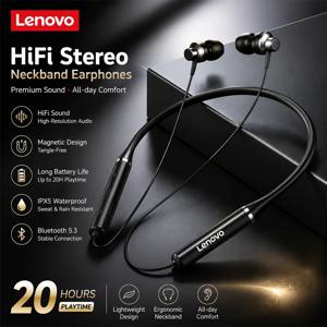 Origial Lenovo HE05X 블루투스 이어폰 이어폰 방수 귀마개 HIFI 사운드 마그네틱 넥밴드 헤드셋 스포츠 헤드폰 선물