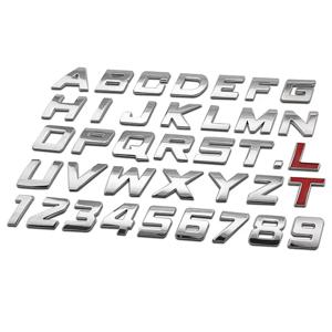 이탤릭 메탈 25mm 자동차 문자 알파벳 엠블럼 숫자 크롬 라벨링 자동차 스티커 트렁크 로고 문자 엠블럼 액세서리