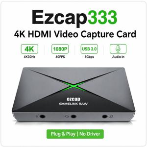 Ezcap333P 4K HDMI 비디오 캡처 카드 USB 3.0 Type-C 1080P120 PS5 Xbox 스위치용 게임 비디오 그래버 OBS 라이브 스트리밍 레코더
