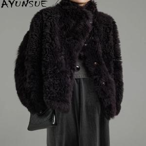 AYUNSUE 천연 모피 코트 여성 겨울 의류 루즈핏 투스카니 양가죽 리얼 가죽 자켓 패션 여성 코트 Abrigo Mujer