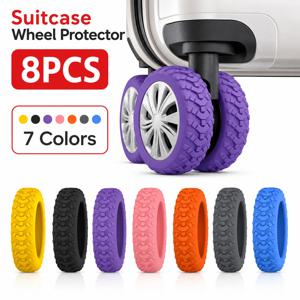 8PCS 여행 가방 바퀴 보호 커버, 고무 소재 수하물 바퀴 커버, 스피너 휠용, 조용한 회전, 실용적인 여행용 액세서리