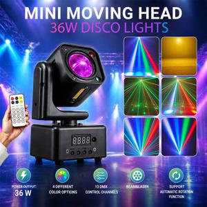 36W 디스코 조명, 리모컨, DJ용, 모바일 파티 조명, RGBW, DMX512, 미니 빔, 스트로브, 무대 효과, 크리스마스 및 클럽 이벤트용.