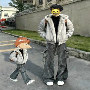 아메리칸 스타일 후드 재킷 마운틴 이글 다운 재킷 남성 겨울용 두꺼운 플리스 숏 코튼 셔츠 재킷 청소년 패션