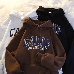 Afashion 후드 스웨트셔츠 남성용 가을 겨울 두꺼운 플리스 루즈핏 커플 스타일 INS 트렌디 코트 청년 인기 캐주얼 아우터웨어