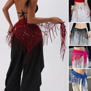 패션 스팽글 밸리 댄스 벨트 재즈 댄스 Tassels 댄서 스커트 스트리트 댄스 쇼 의상 태국/인도/아랍을위한 엉덩이 스카프