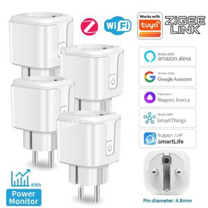 ZigBee EU 플러그 16A/20A 스마트 플러그 전력 모니터 원격 애플리케이션 타이머 음성 제어 Tuya Alexa Google 홈과 호환 가능