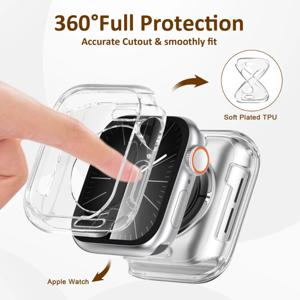 애플워치 46mm 42mm 44mm 40mm 45mm 41mm용 TPU 케이스 2개, 스크린 보호필름 없이 전체 커버 범퍼, 아이워치 시리즈 11 10 9 8 7 SE 6 5 4 호환