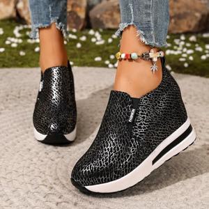 캐주얼 히든 힐 슬립온 스니커즈 여성용 2026 봄 청키 플랫폼 웨지 힐 로퍼 여성용 키높이 신발