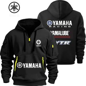 Yamaha YamaLube 로고 오토바이 레이싱 팀 남성 하프 지퍼 후드티 봄 남성 운동복 패션 스포츠 남성 풀오버 의류