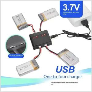 3.7V 리튬 배터리 충전기 USB 소형 화이트 헤드 1대4 플러그 드론 리튬 배터리 충전용 장난감 배터리 충전기