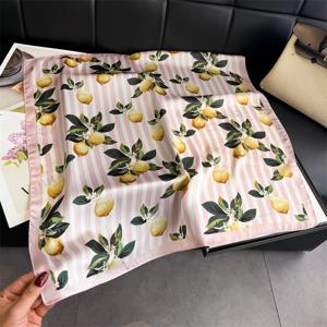 새로운 패션 프린트 실크 헤어밴드 여름 레몬 스카프 여성 우아한 반다나 넥 스카프 헤어밴드 푸라르 여성 스카프 2026