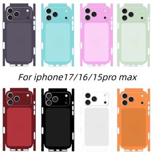 아이폰 18, 17, 16 Pro Max용 단색 스킨 랩, 15, 14 Plus용 뒷면 보호 필름, 측면 프레임 보호 스티커