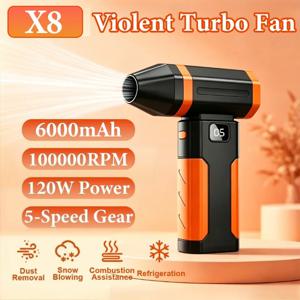 X8 브러시리스 터보 제트 팬 블로워 100000RPM 강력한 전기 에어 블로워 진공 먼지 청소기 휴대용 에어 푸아상트 도구 청소