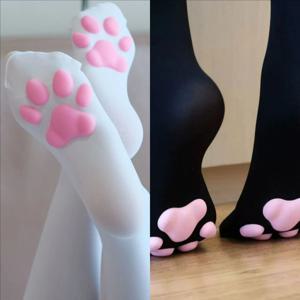 고양이 발바닥 패드 롱삭스 애니메이션 핑크 귀여운 로리타 허벅지까지 오는 양말 성인 어린이 여성 코스프레 3D 고양이 발톱 스타킹