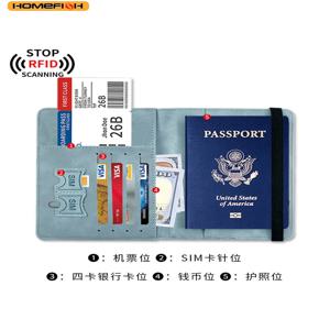 HOMEFISH 여성 남성용 RFID 빈티지 비즈니스 여권 커버 홀더 다기능 신분증 은행 카드 PU 가죽 지갑 케이스 여행용품