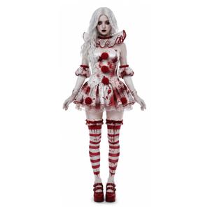 새로운 할로윈 코스프레 의상 - 다크 클라운 소녀 유럽 사이즈 여성용 코스프레 캐릭터 유니폼 파티용 블러디 클라운
