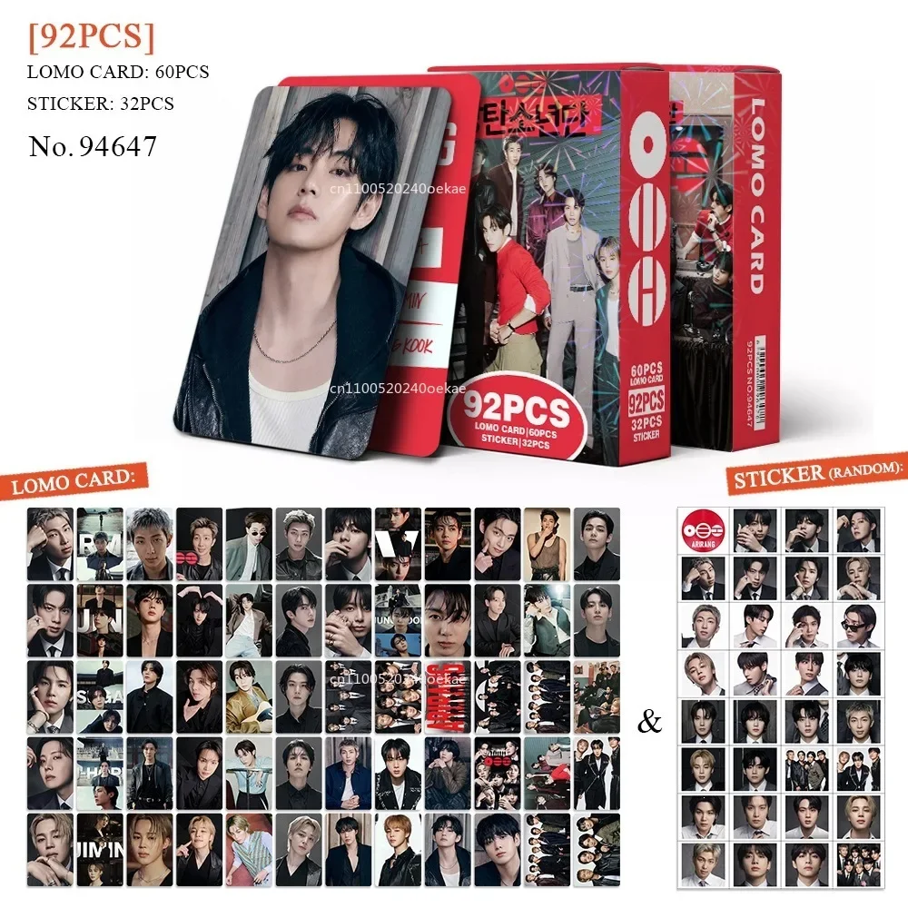 새로운 92개입 BT21 로모 카드, 포토카드, 스티커, 고화질 팬 컬렉션 카드, 장식용 스티커, 선물용