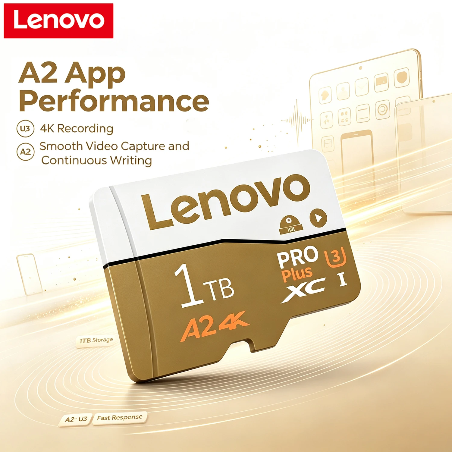 Lenovo 1TB 고속 마이크로 SD 카드, U3 V30, 4K 녹화 지원, TF 카드, 고성능 메모리 카드, 128GB, 휴대폰 카메라 및 드론용.
