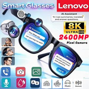 Lenovo 8K 블루투스 AI 챗GPT 스마트 번역 안경, 2400MP 녹화 기능, 음악 재생, 카드 삽입 가능, 4K 카메라, 스마트 선글라스