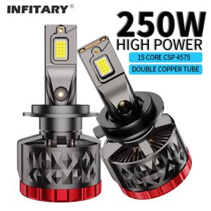 인피타리 H7 H4 LED 자동차 헤드라이트 250W CANBUS 전구 H8 H9 H11 HB3 9005 HB4 9006 62000LM 램프 이중 구리 튜브 라이트 자동차용