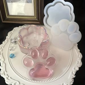 고양이 발톱 보관함 실리콘 몰드 DIY 뚜껑 포함 양초 용기 공예 제작 석고 콘크리트 레진 재떨이 주조 몰드 홈 데코