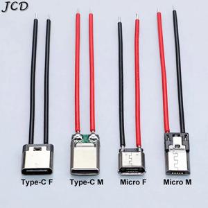 JCD 2핀 마이크로 USB 타입 C 남성 여성 잭 용접 와이어 남성 커넥터 스트레이트 모바일폰 충전 포트 충전 소켓