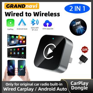2026 2IN1 무선 CarPlay 안드로이드 오토 USB/타입-C 어댑터 동글 스마트 박스 플러그 앤 플레이 (폭스바겐, 토요타, 닛산, 혼다, 포드, 벤츠, 기아용)