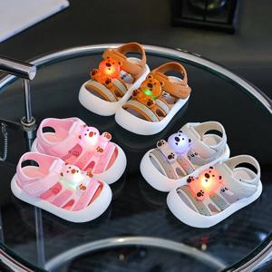 2026 키즈 샌들 LED 라이트업 슈즈 여아 유아 워킹화 여아 아동용 캐주얼 슈즈 화이트 샌들