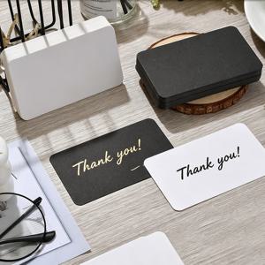 100Pcs 빈 카드 9x5.5cm/3.5x2in 두꺼운 300gsm 흰색 검정색 명함 감사 카드 DIY 메시지 빈 노트 카드