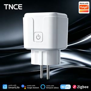 TNCE TUYA EU 플러그 와이파이 또는 지그비3.0 스마트 소켓 16/20A 전력 모니터 타이밍 기능 음성 제어 Alexa Google Home과 호환