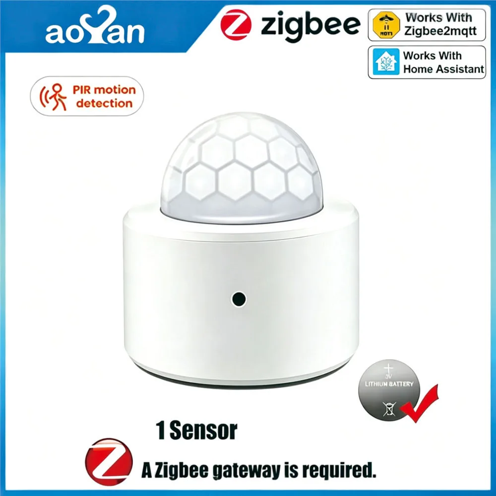 Aoyan Zigbee 3.0 미니 PIR 모션 센서 인간 모션 적외선 감지기 보안 알람은 Alexa Google 홈 Zigbee2MQTT와 함께 작동합니다.