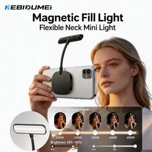 KEBIDUMEI 자석 셀카 조명 휴대폰 거치대 360도 조절 가능한 독서등 여행용 블로그 데스크탑 셀카 비디오 메이크업용 Magnetic Selfie Fill Light Phone Holder 360 Adjustable Reading Light for Travel Vlog Desktop Selfies Video Makeup