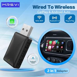 MRSVI 2-in-1 무선 CarPlay 및 Android Auto 어댑터, 미니 동글, 5.8GHz Wi-Fi, 자동 연결 기능, iPhone, Android, VW, 벤츠, 볼보 차량용.