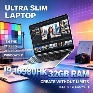 15.6인치, 120Hz, FHD, IPS, 초슬림 노트북, 인텔 코어 i9-10980HK 프로세서, 32GB RAM, 2TB SSD, 백라이트 키보드, 윈도우 11, 긴 배터리 수명