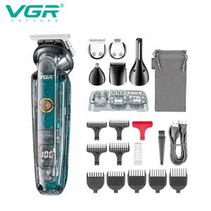 VGR 102 6-in-1 하이 엔드 남성용 헤어 클리퍼 전문 면도기 오일 헤드 조각 전기 푸셔 코 헤어 트리머 헤어 리무버