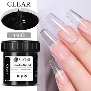 UR SUGAR 투명 네일 익스텐션 젤, 젤리 화이트 라이트 핑크 아크릴 프랑스 네일 아트, UV LED 젤 반영구 매니큐어, 150g