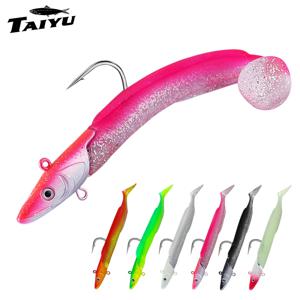 TAIYU 소프트루어 세트 야광 장어 T 테일 12cm 23g 슬로우 싱킹 지그헤드 루어 인조 미끼 베스/트라우트/파이크용