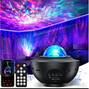 LED 무드등 별빛 하늘 프로젝터 조명 BT 뮤직 플레이어 USB 전원 리모컨 스위치 바다 물결 은하 무드등 어린이 생일 선물