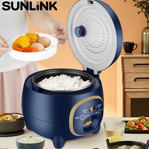 1pc 미니 전기 밥솥(스티머 포함) 주방용 논스틱 냄비 1.8L 보온 기능 수프용 휴대용 멀티 쿠커