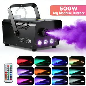 500W RGB LED 연기 기계, 무선 리모컨 포함, 다채로운 무대 안개 기계, 바, 파티, 콘서트, 할로윈용 DJ 장비